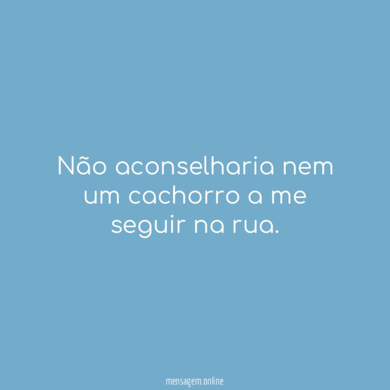 Não aconselharia nem um cachorro a me seguir na rua