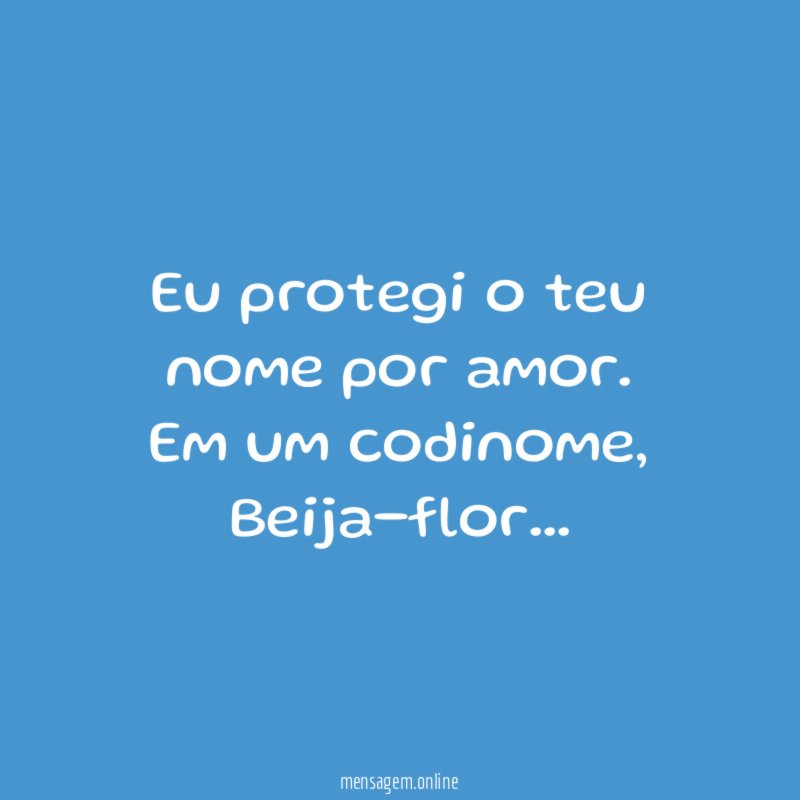 Eu protegi o teu nome por amor