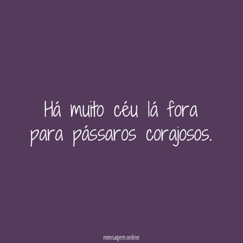 Há muito céu lá fora para pássaros corajosos