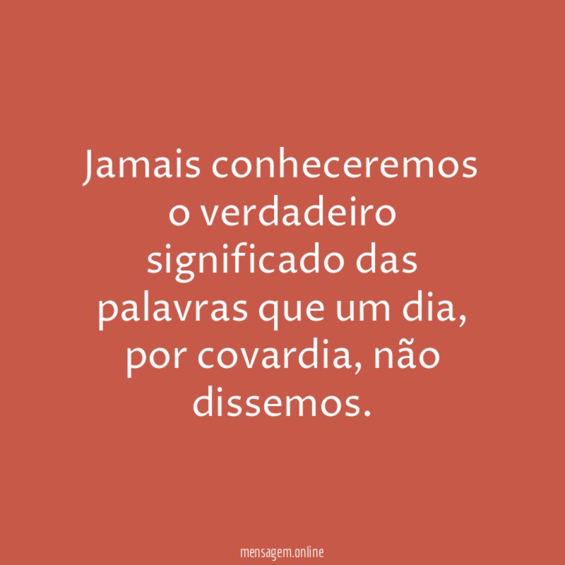 Jamais conheceremos o verdadeiro significado das palavras que um dia