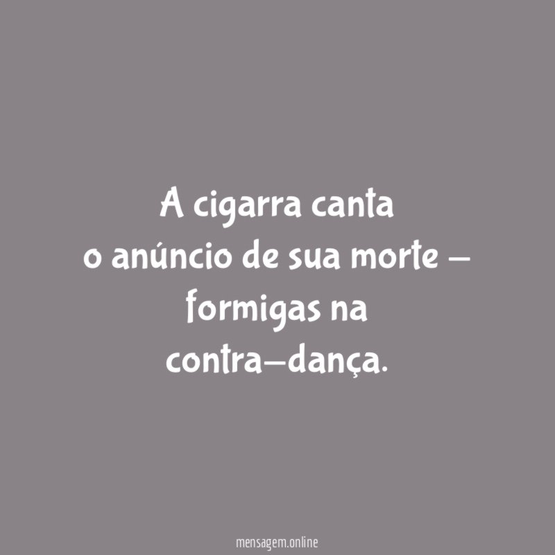A cigarra canta o anúncio de sua morte - formigas