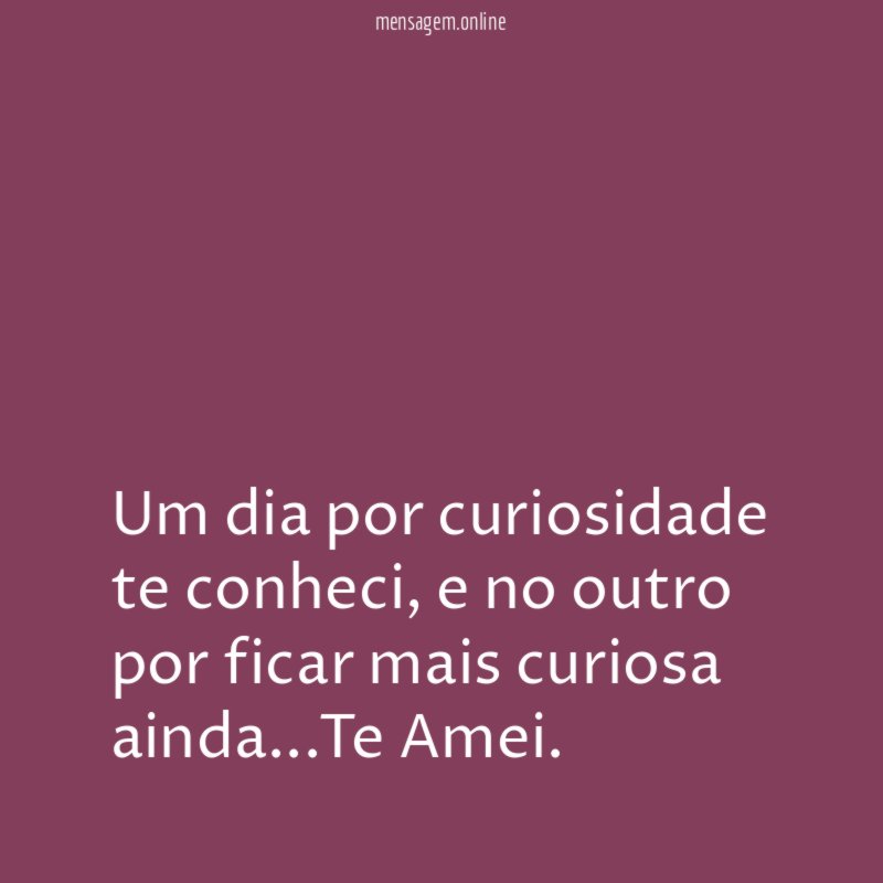 Um dia por curiosidade te conheci
