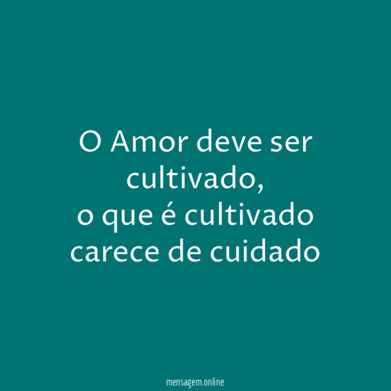 O Amor deve ser cultivado