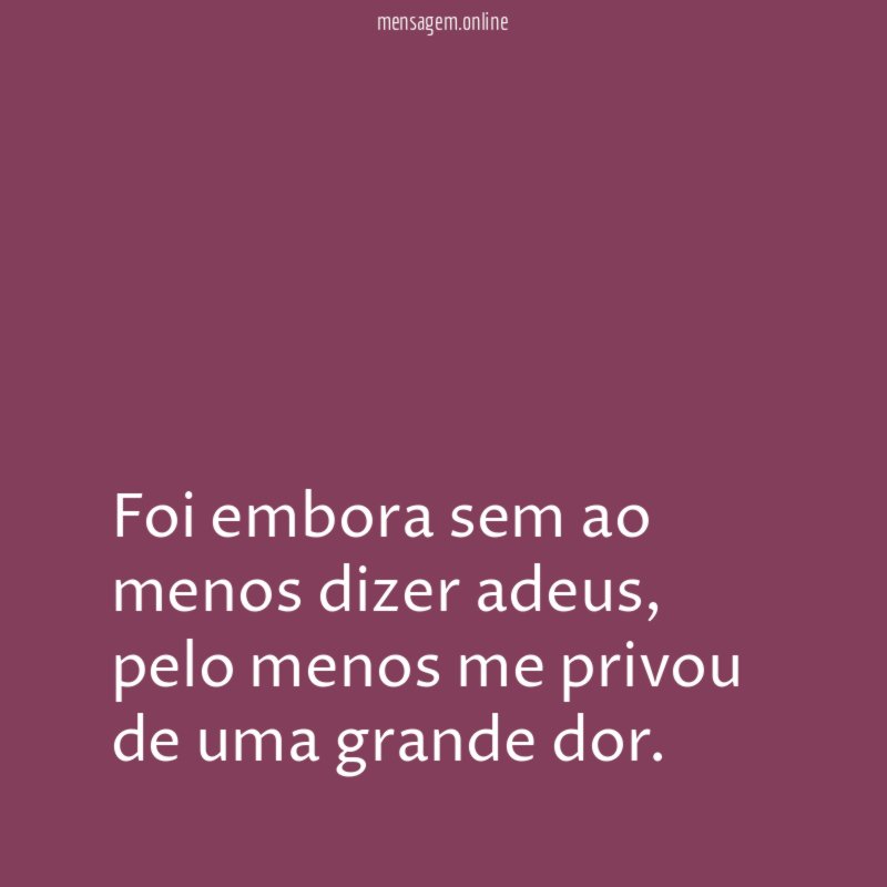 Foi embora sem ao menos dizer adeus
