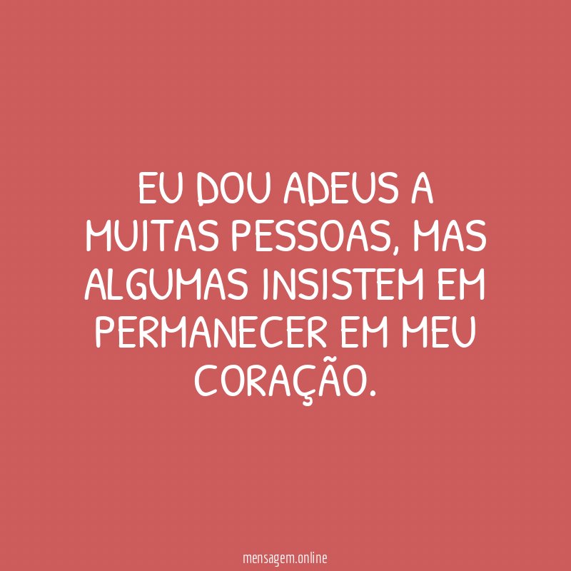 Eu dou adeus a muitas pessoas