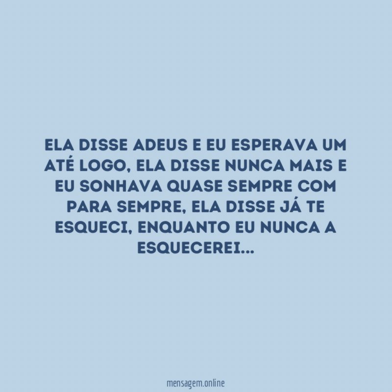 Ela Disse Adeus e eu Esperava um Até Logo
