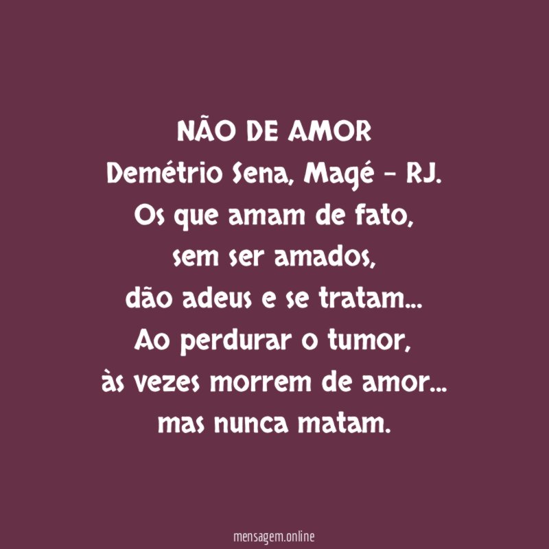 NÃO DE AMOR