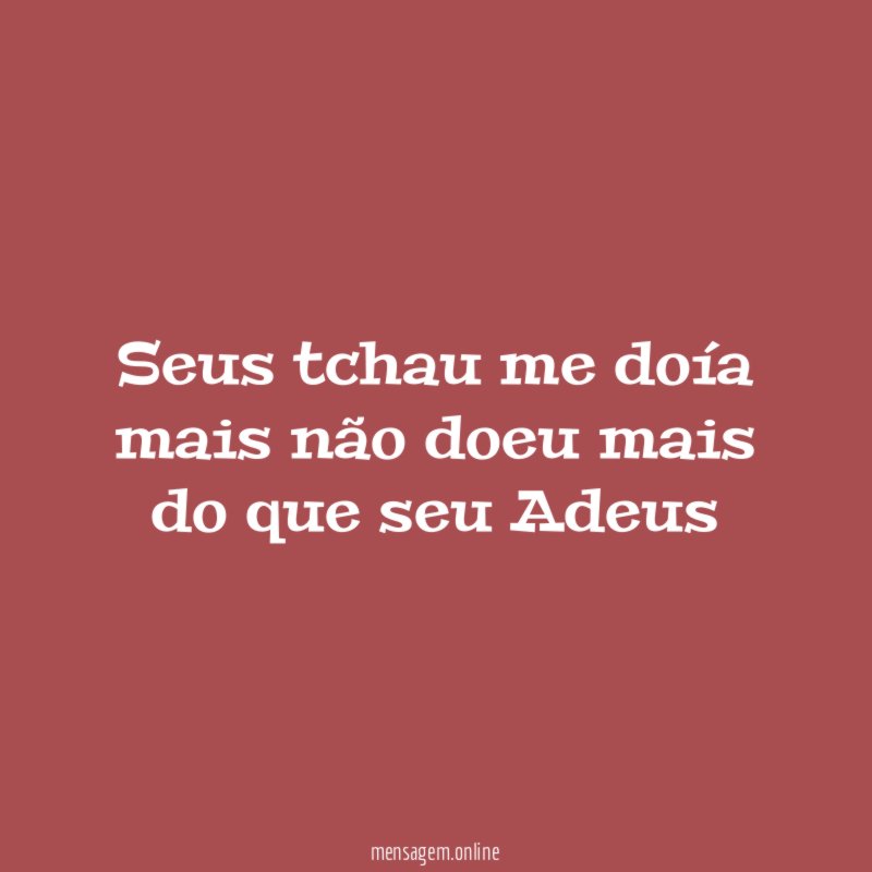 Seus tchau me doía mais não doeu mais