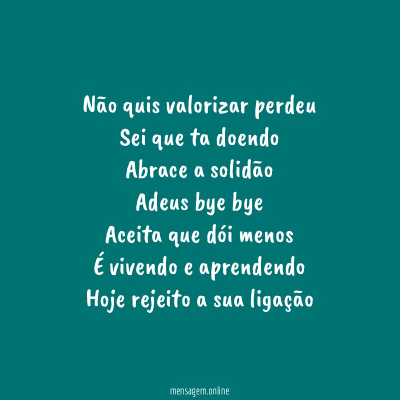 Não quis valorizar perdeu Sei que ta doendo Abrace a