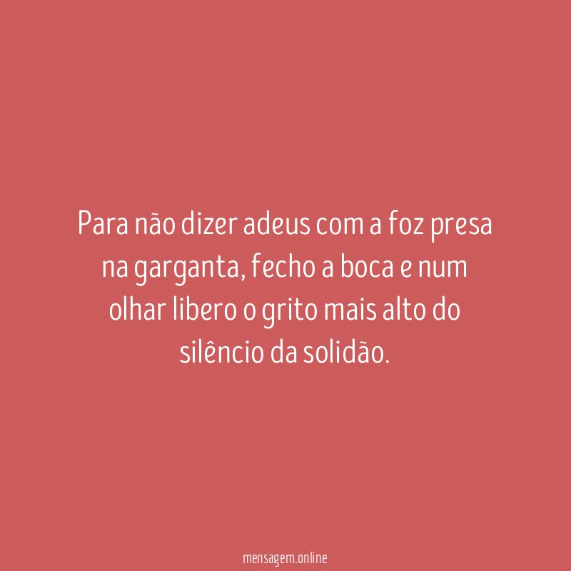 Para não dizer adeus com a foz presa na garganta