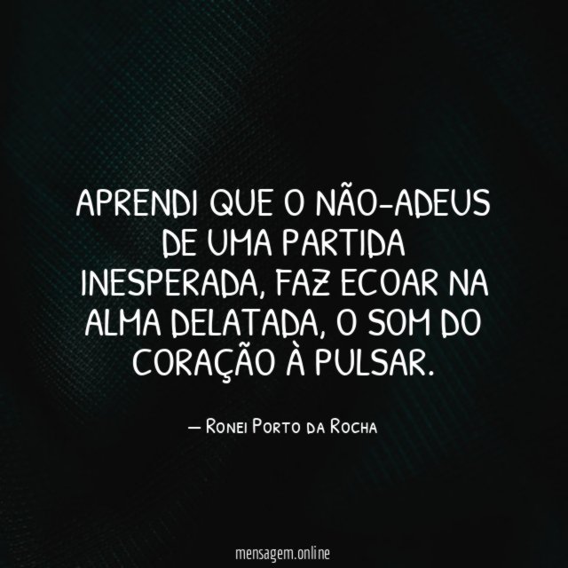 Aprendi que o não-adeus de uma partida inesperada