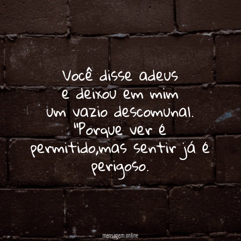 Você disse adeus
e deixou em mim
um vazio descomunal.