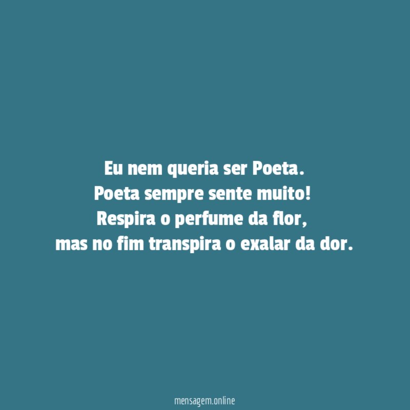 Eu nem queria ser Poeta