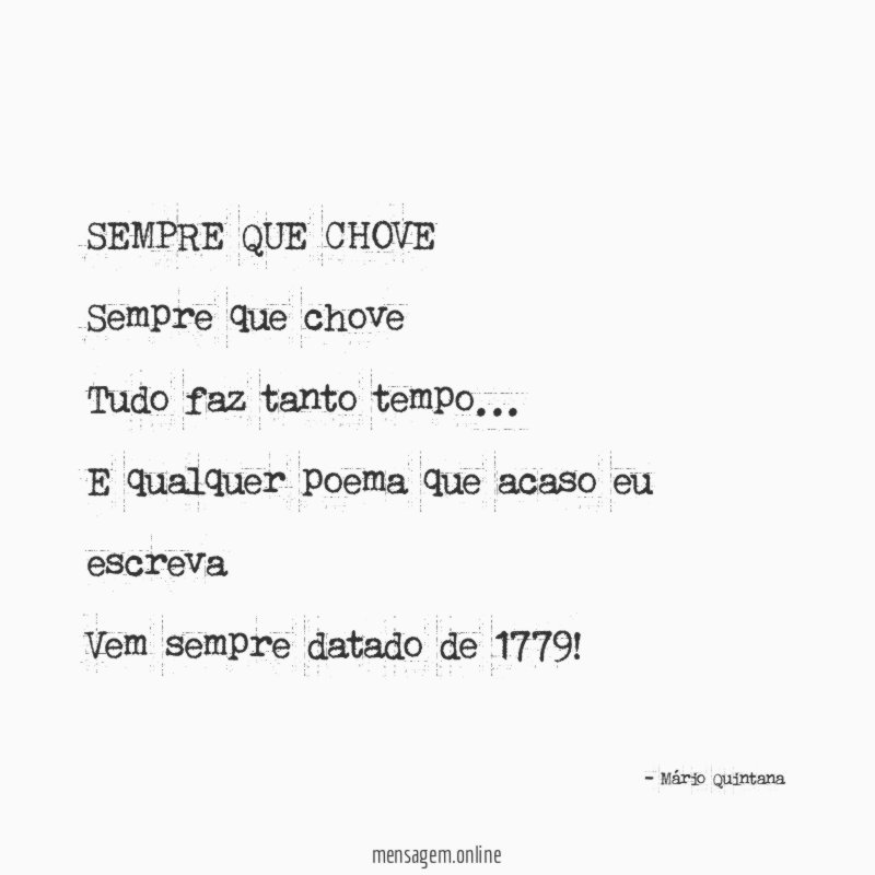 SEMPRE QUE CHOVE