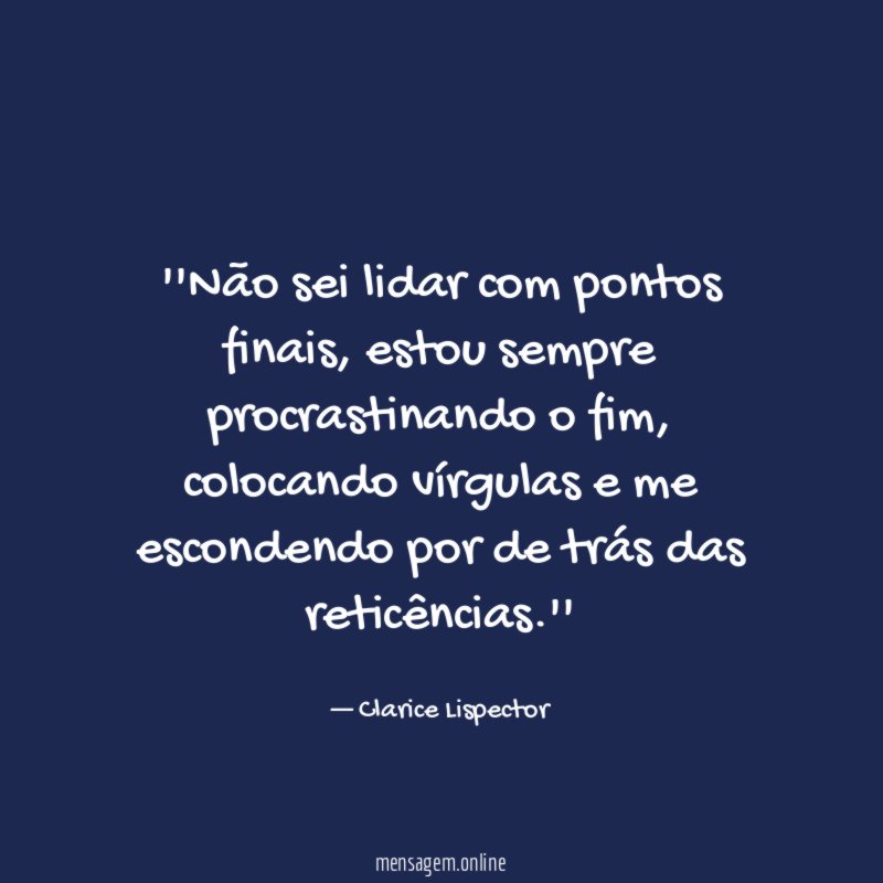 'Não sei lidar com pontos finais