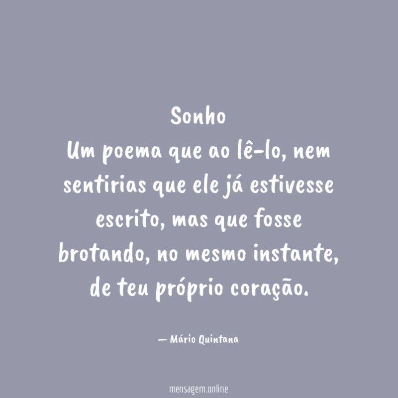Sonho Um poema que ao lê-lo