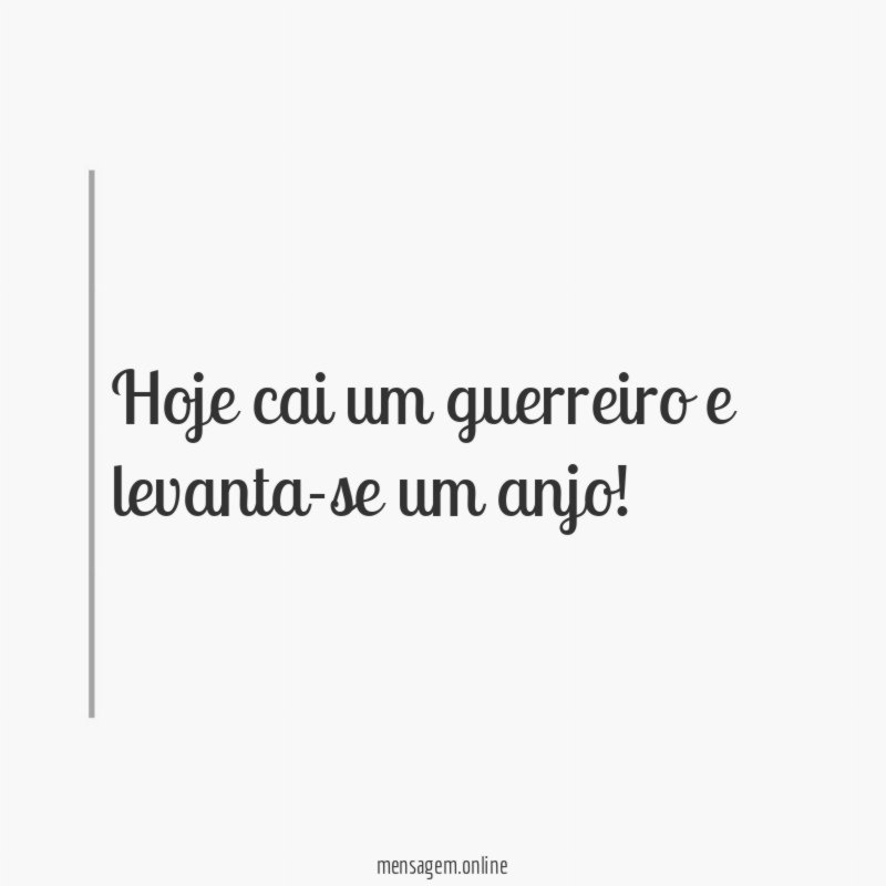Hoje cai um guerreiro e levanta-se um anjo