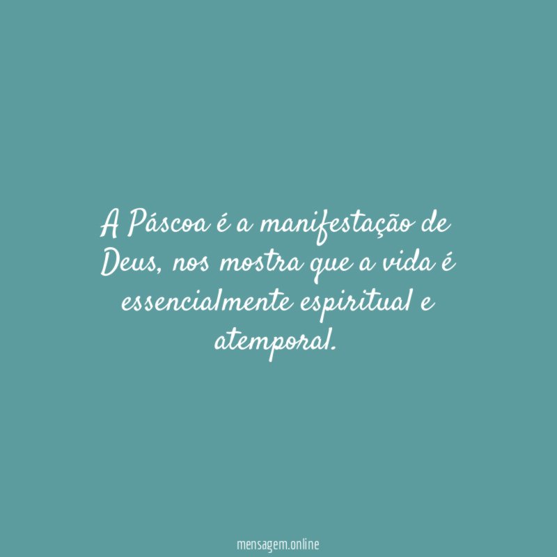 A Páscoa é a manifestação de Deus