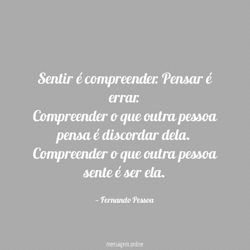 Sentir é compreender