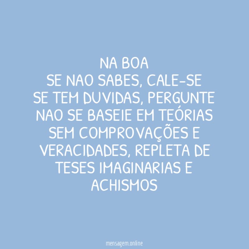 Na boa Se nao sabes