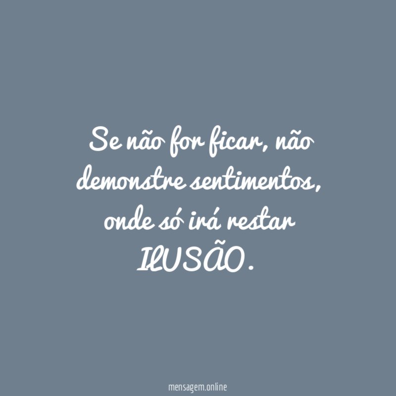 Se não for ficar