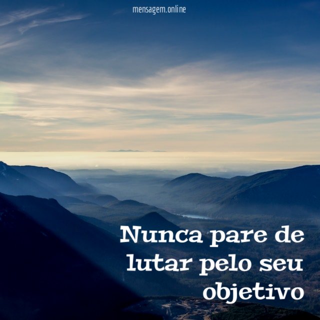Nunca pare de lutar pelo seu objetivo