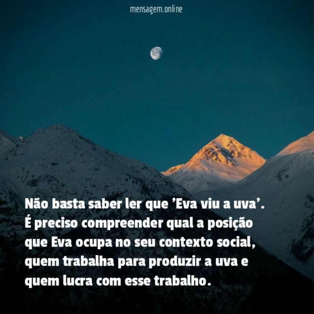 Não basta saber ler que 'Eva viu a uva'