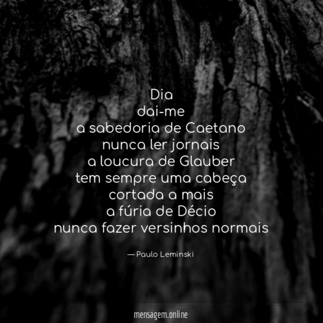 dia dai-me a sabedoria de Caetano nunca ler jornais a loucura de
