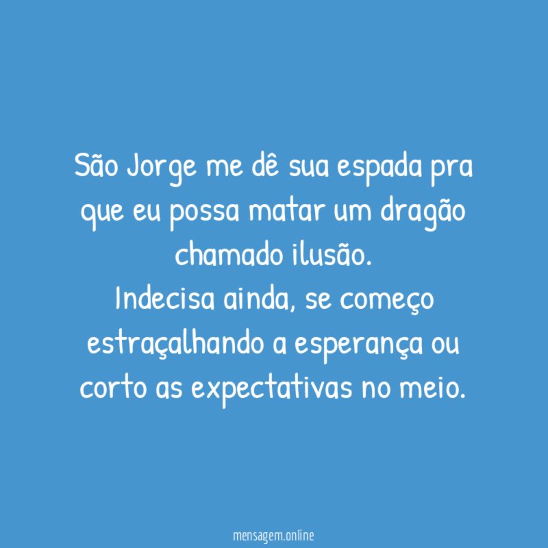 São Jorge me dê sua espada pra que