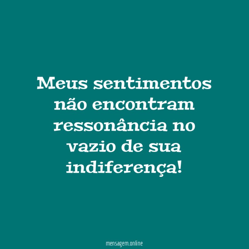 Meus sentimentos não encontram ressonância no vazio de