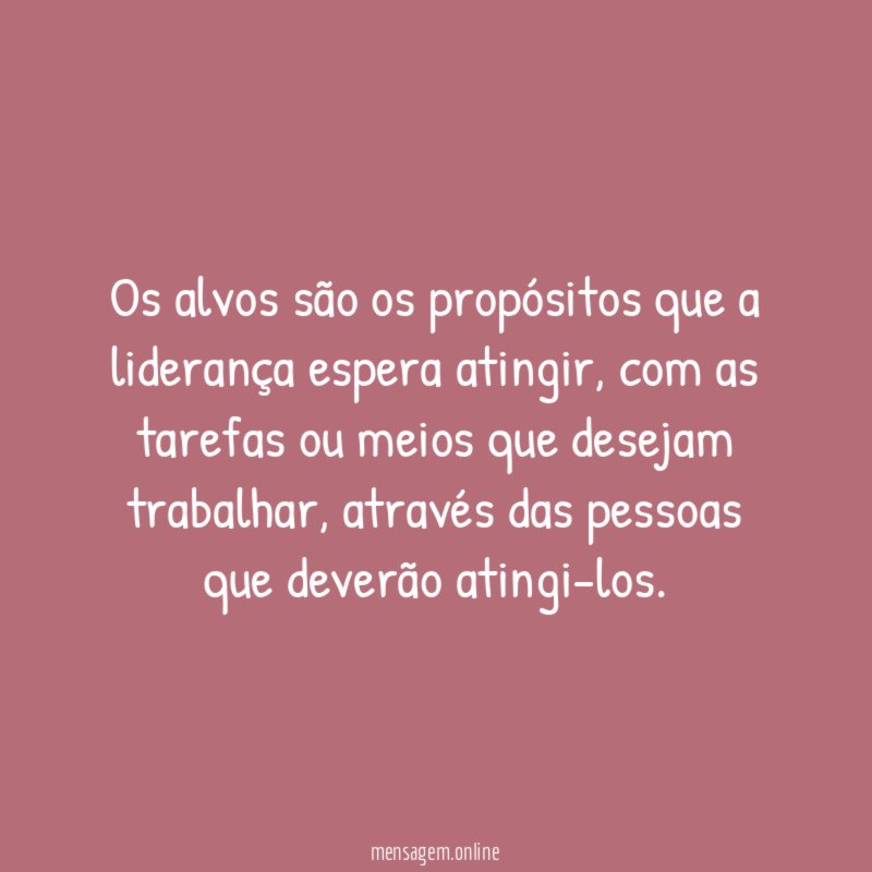 Os alvos são os propósitos que a liderança