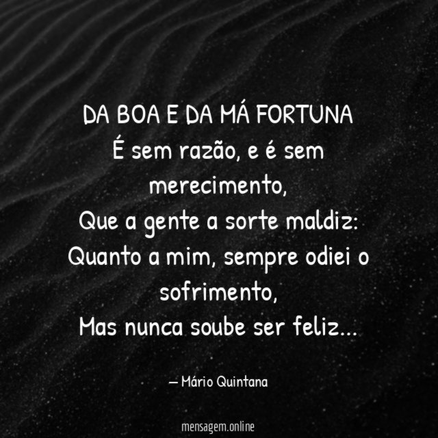 DA BOA E DA MÁ FORTUNA