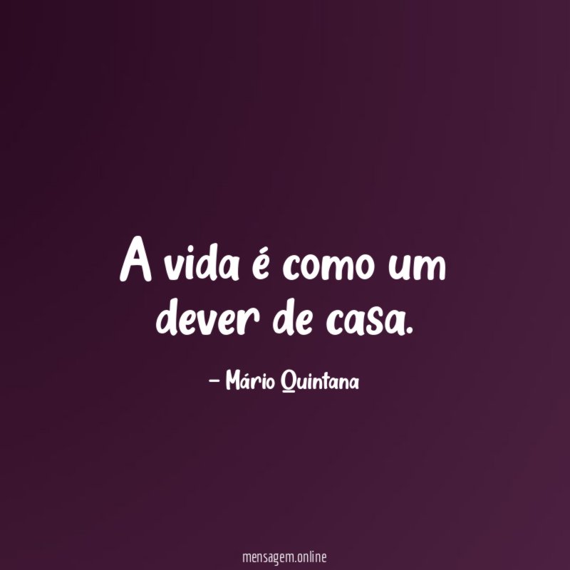 A vida é como um dever de casa