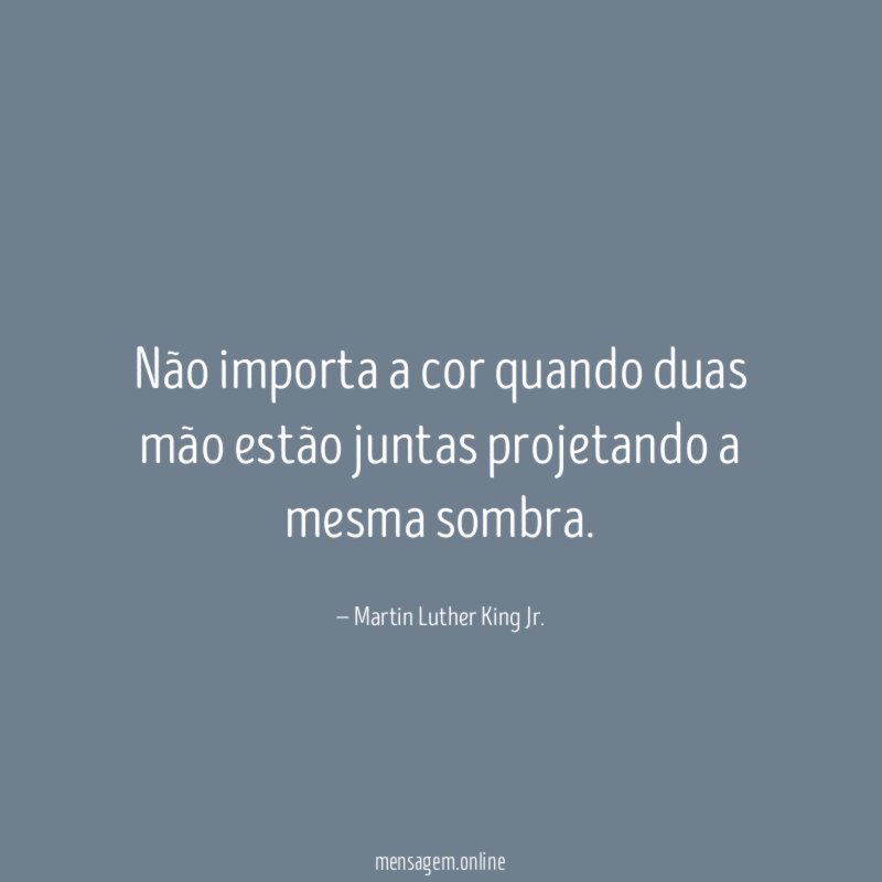 Não importa a cor quando duas mão estão