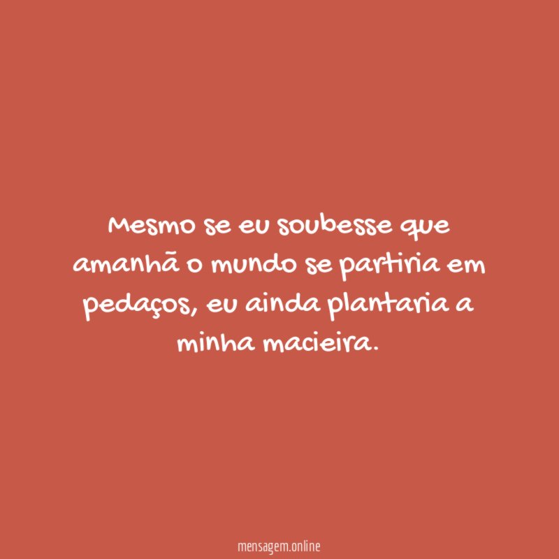 Mesmo se eu soubesse que amanhã o mundo