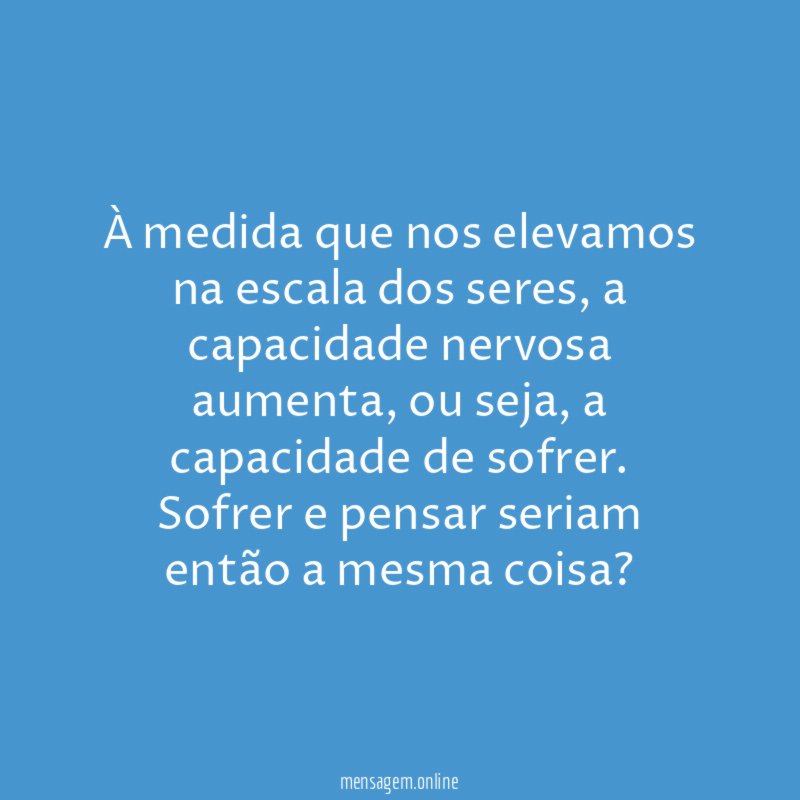 À medida que nos elevamos na escala dos seres