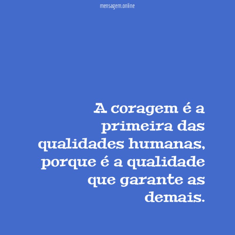 A coragem é a primeira das qualidades humanas