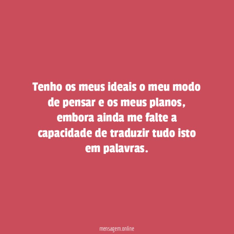 Tenho os meus ideais o meu modo de