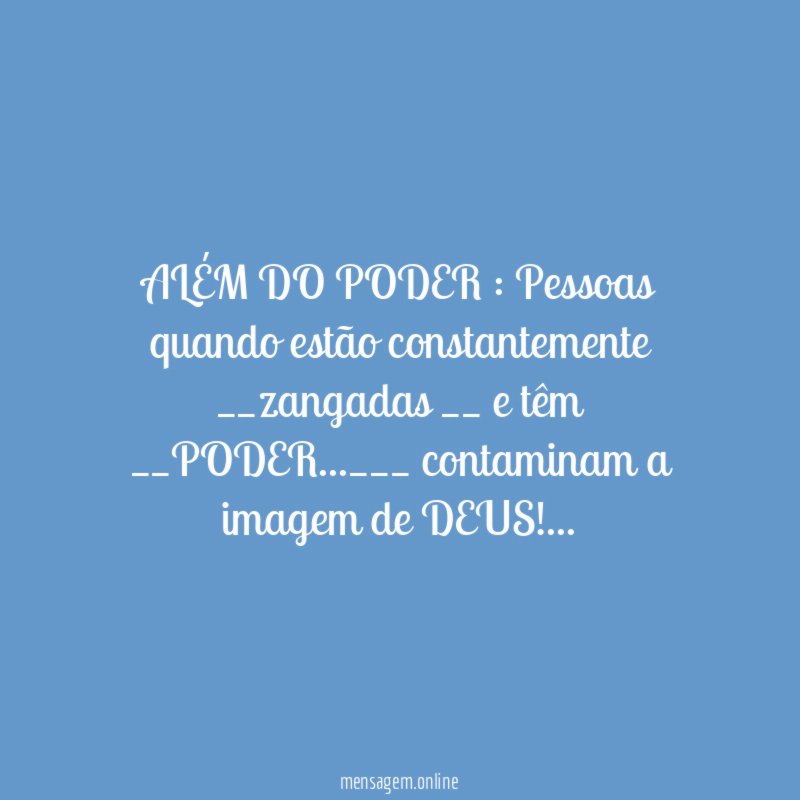 ALÉM DO PODER