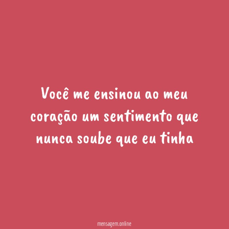 Você me ensinou ao meu coração um sentimento