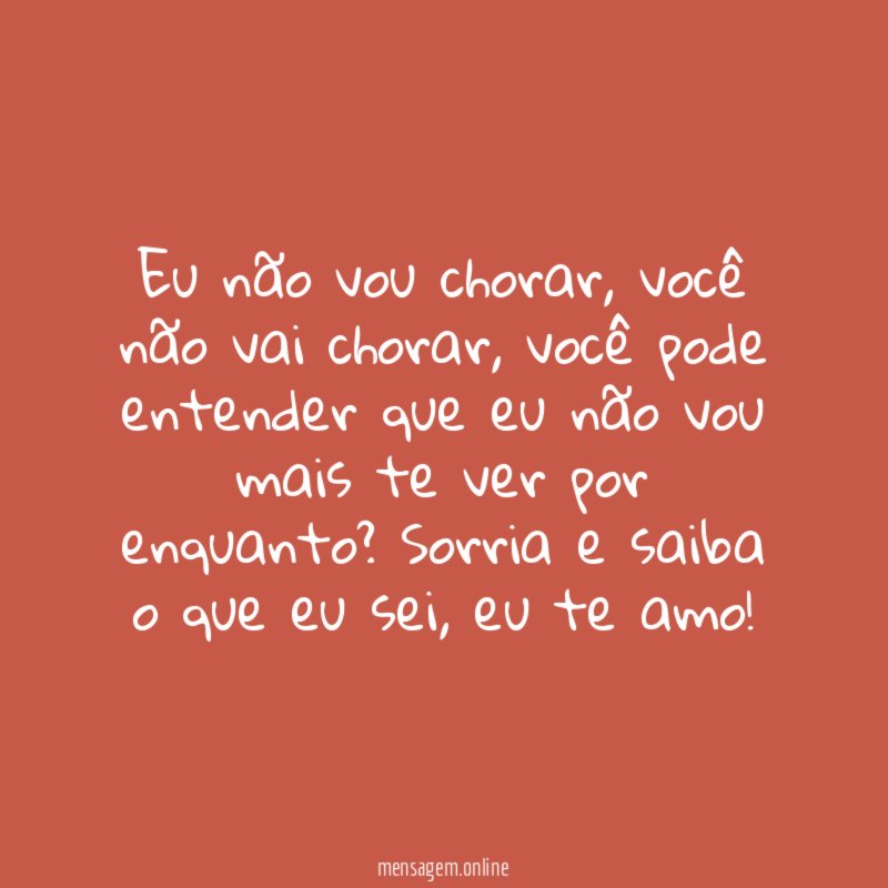 Eu não vou chorar
