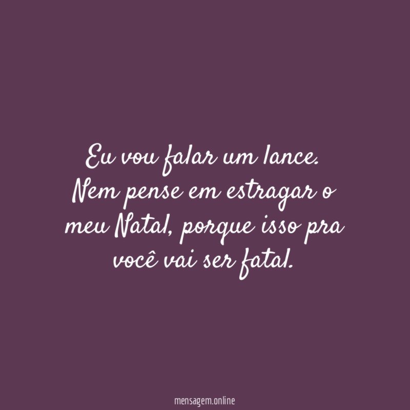 Eu vou falar um lance