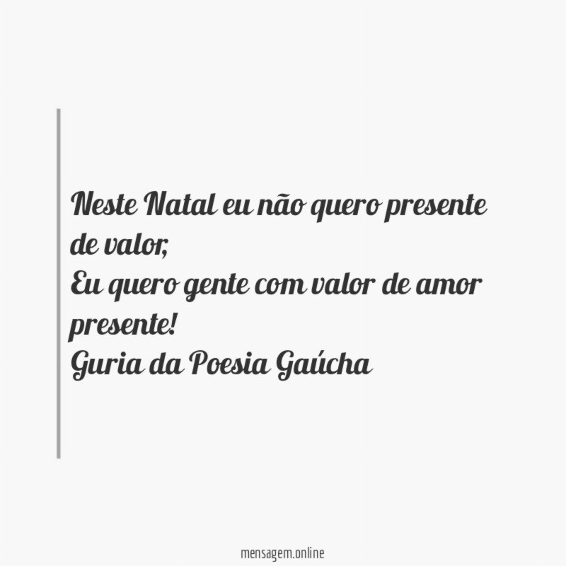 Neste Natal eu não quero presente de valor