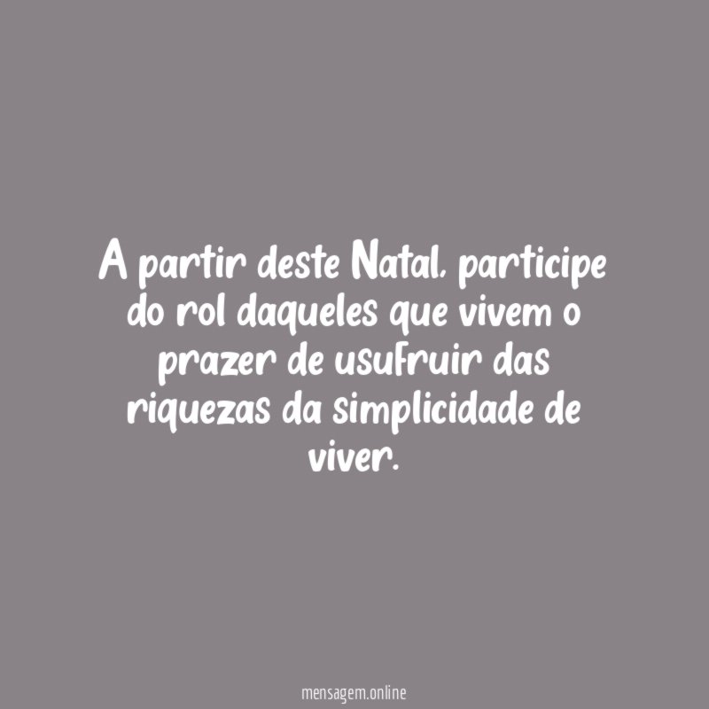 A partir deste Natal