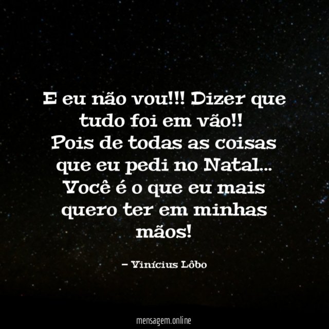 E eu não vou