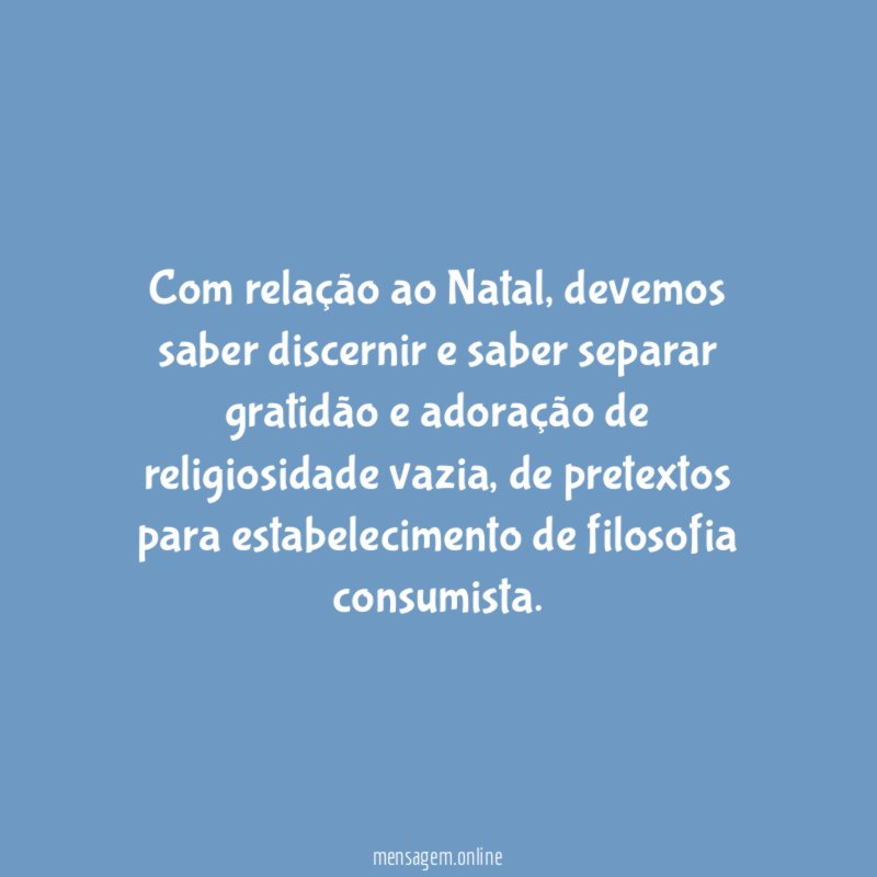 Com relação ao Natal
