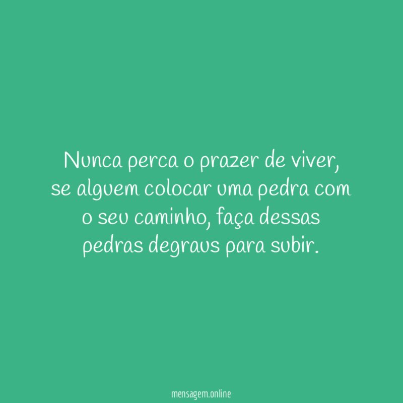 Nunca perca o prazer de viver