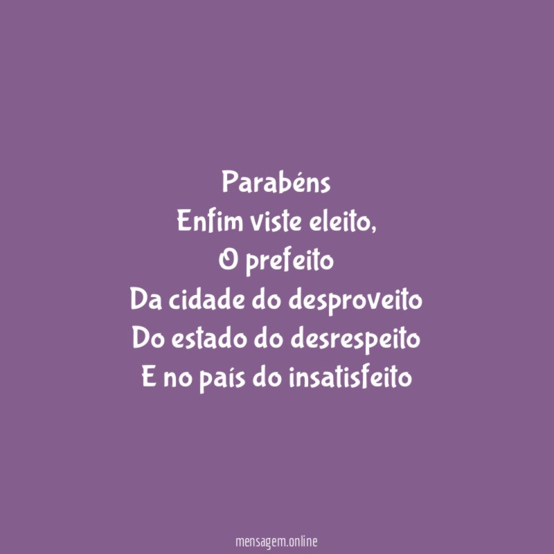 Parabéns Enfim viste eleito
