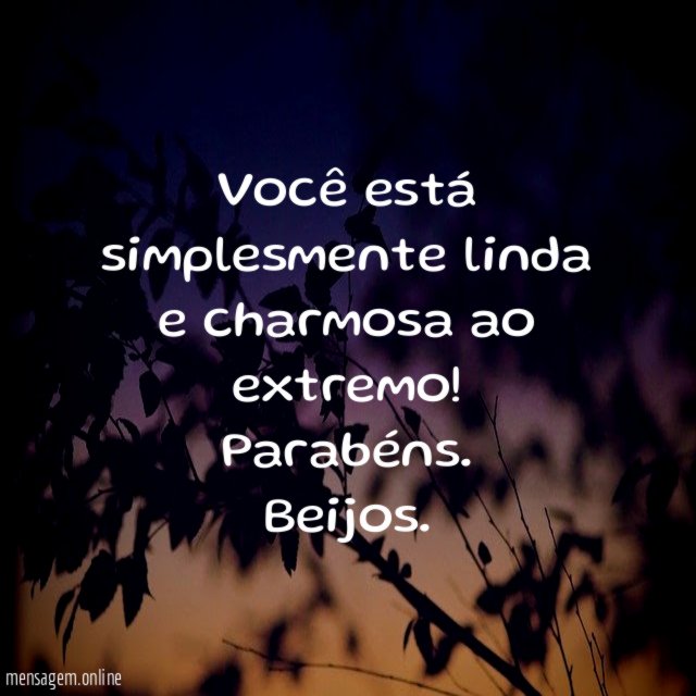 Você está simplesmente linda e charmosa ao extremo