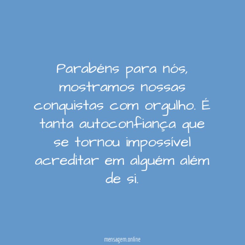 Parabéns para nós